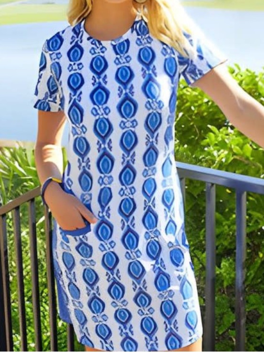 NWT Cabana Life Women's San Sebastian Short Sleeve Dress paisley print  50+ UV